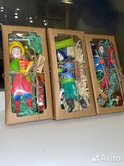 Уникальные ватные ёлочные игрушки ручной работы