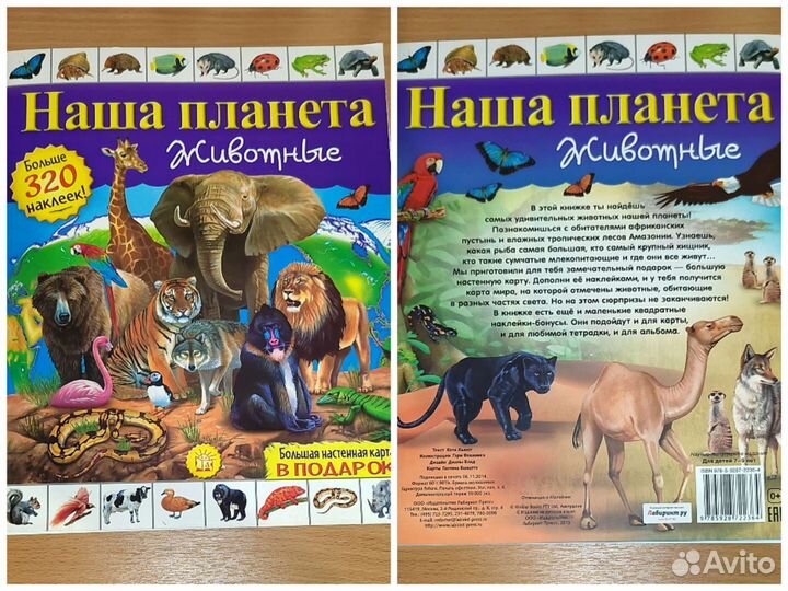 Детская книга с картой и наклейками Животные