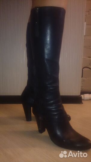 Сапоги нат кожа на тонкую ногу