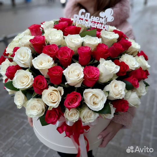 Букет в коробке, корзина цветов