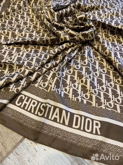 Шелковый платок бандана Dior коричневый
