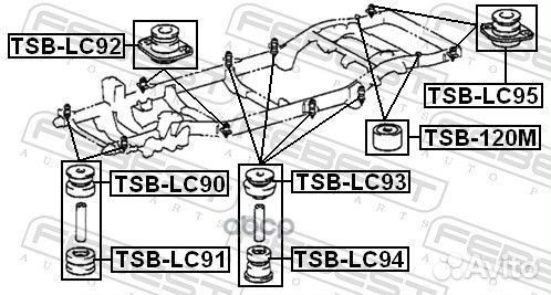 TSB-LC90 сайлентблок подрамника Toyota Land Cr