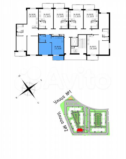 1-к. квартира, 42,9 м², 2/5 эт.