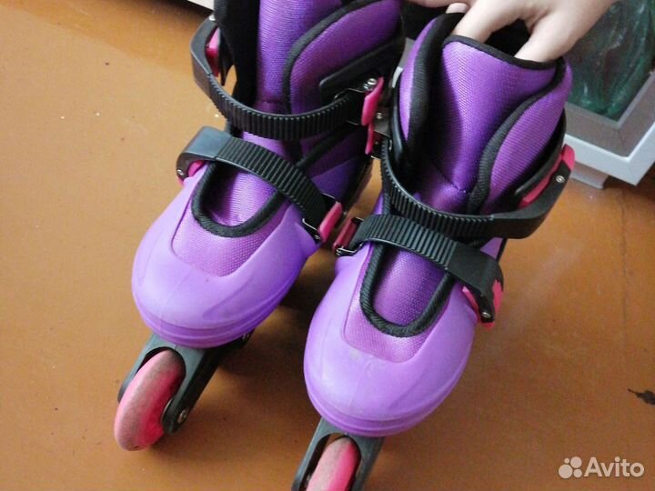 Роликовые коньки детские раздвижные 35-38р+защита