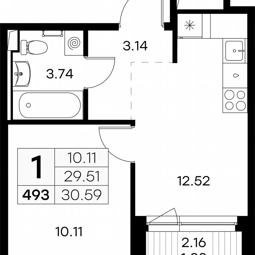 1-к. квартира, 30,6 м², 7/9 эт.