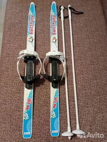 Лыжи детские с палками и креплениями