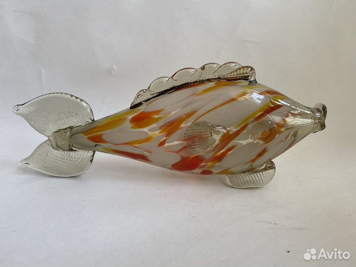 Гутное, выдувное стекло. СССР. Медведи, бык, рыба