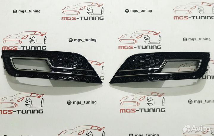 Вставки в бампер Audi A4 11-15г. стиль RS4 хром