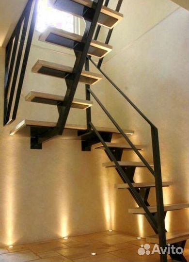 Лестница на металлокаркасе дизайн 4338