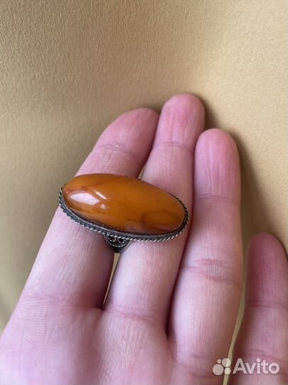Кольцо с янтарем, СССР, 18.5