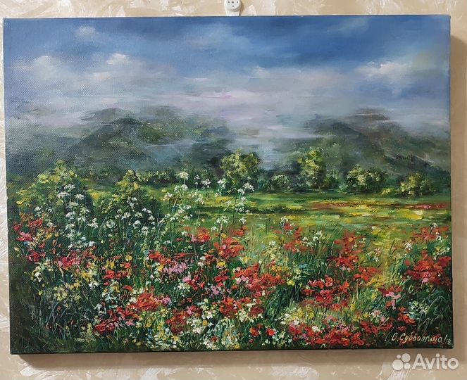 Картина маслом Маковое поле