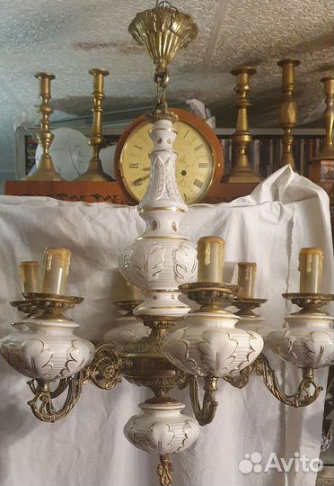 Люстры 4шт, Югославия, позолоченная бронза, фарфор