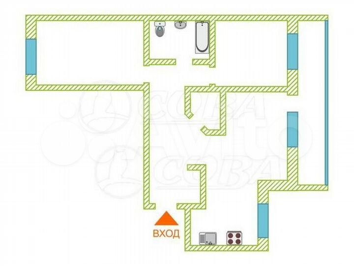 3-к. квартира, 60,4 м², 9/9 эт.