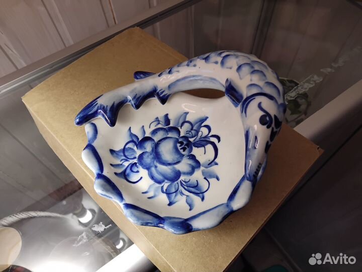 Икорница Гжель с рыбкой