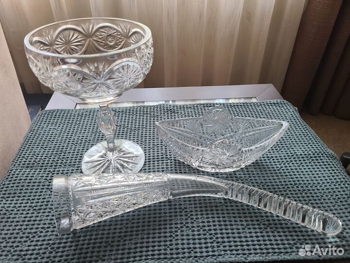 Конфетница фруктовница рог хруссталь СССР