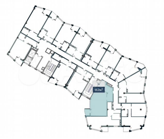 2-к. апартаменты, 61,2 м², 4/5 эт.