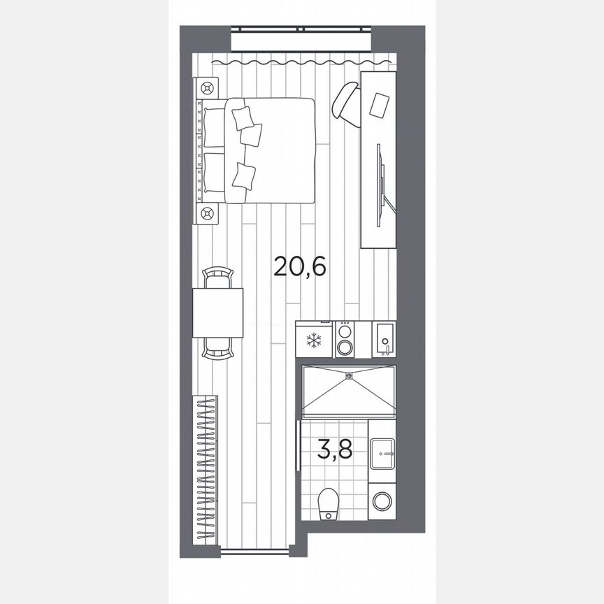 Апартаменты-студия, 24,4 м², 7/13 эт.