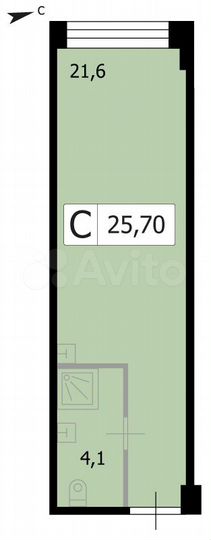 Апартаменты-студия, 25,7 м², 1/8 эт.