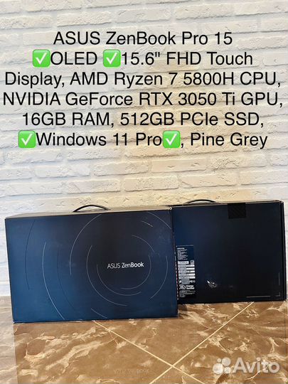 Asus ZenBook Pro 15 oled 5800/RTX 3050Ti16GB/RAM