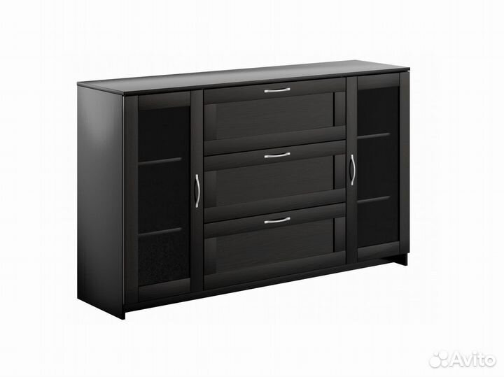 Сириус тумба 2 двери со стеклом и 3 ящика 156х95 Д