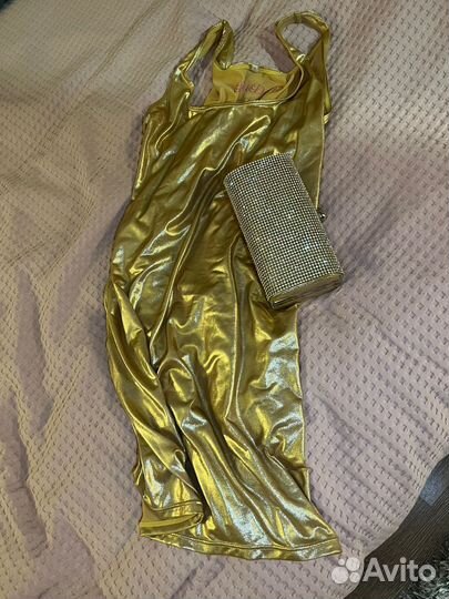 Платье золотое friis company и клатч