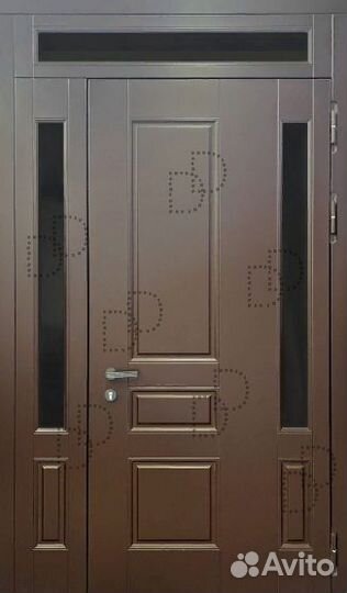 Уличная металлическая дверь с фрамугой DD-112