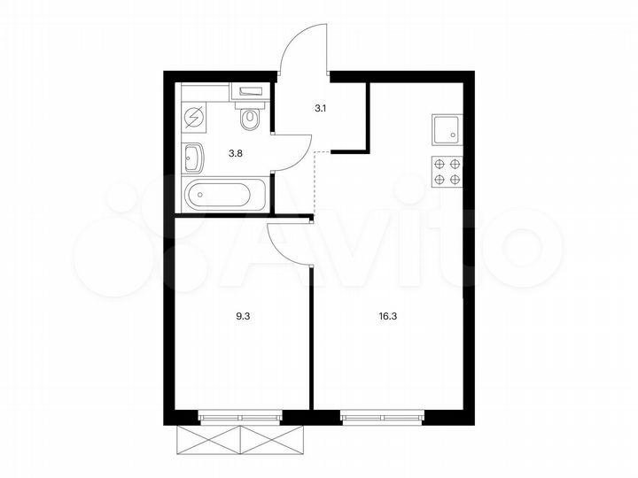 1-к. квартира, 32,5 м², 20/33 эт.