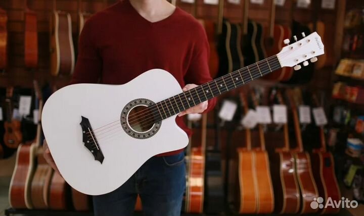 Акустическая гитара Belucci 38 дюймов белая новая