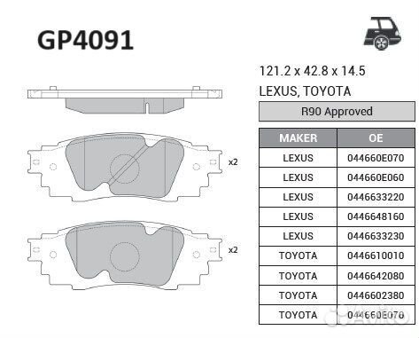 Колодки тормозные (перед+зад) Toyota Camry (V70)