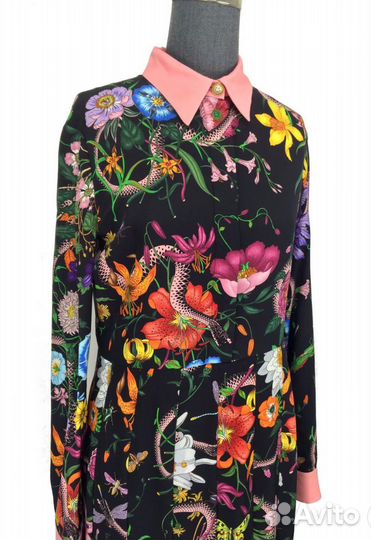 Платье Gucci Flora Snake Print Silk Dress Size M
