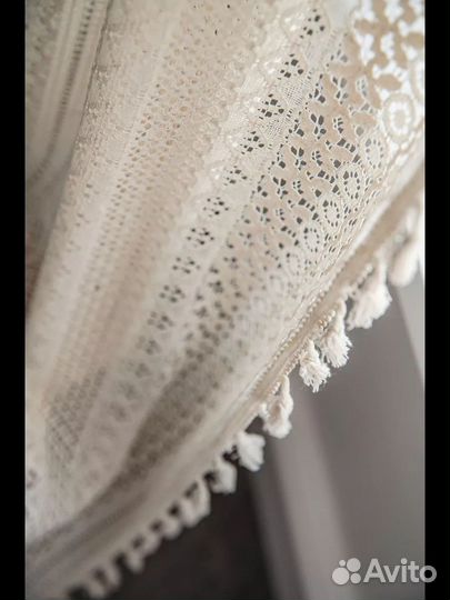 Тюль-штора 150*240 см под лен вязаная кружевная