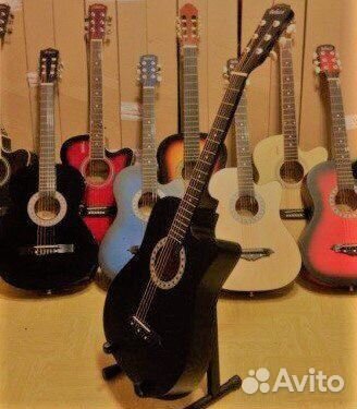 Гитара акустическая 7/8 новая 3810 6 струн черная