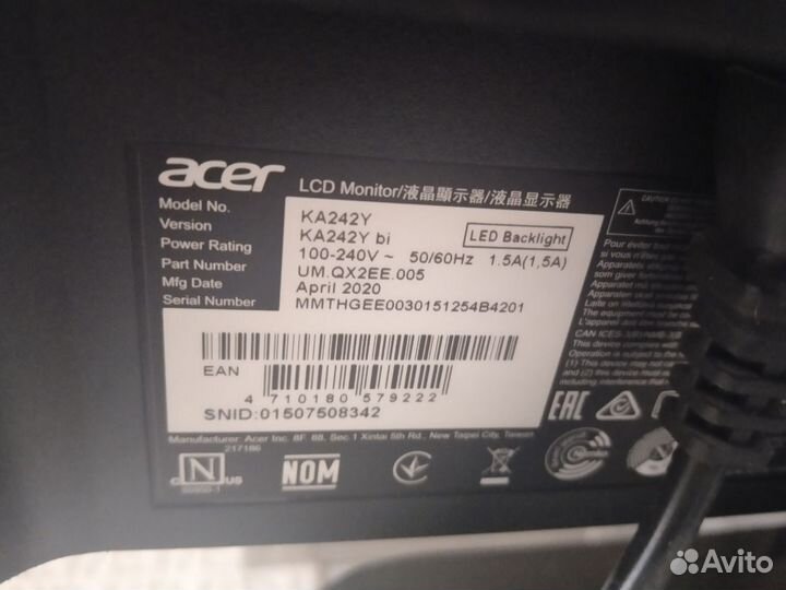 Монитор Acer ka242ybi IPS 75гц