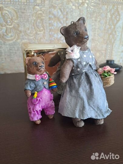 Ватные елочные игрушки. Медведи