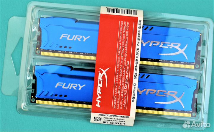 Оперативная Память HyperX Fury DDR3 16gb 1866 м