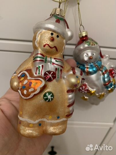 Большие стеклянные новогодние игрушки,пакетом