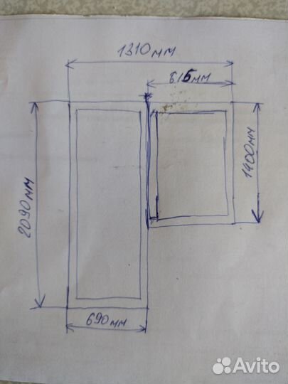 Оконный блок с дверью бу