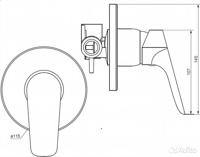 Смеситель для душа Damixa Jupiter 777500300, черный матовый