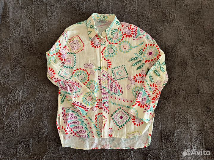 Льняная рубашка zara 42-44