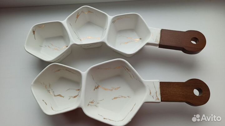 Посуда под мрамор, сервиз, салатница, менажницы