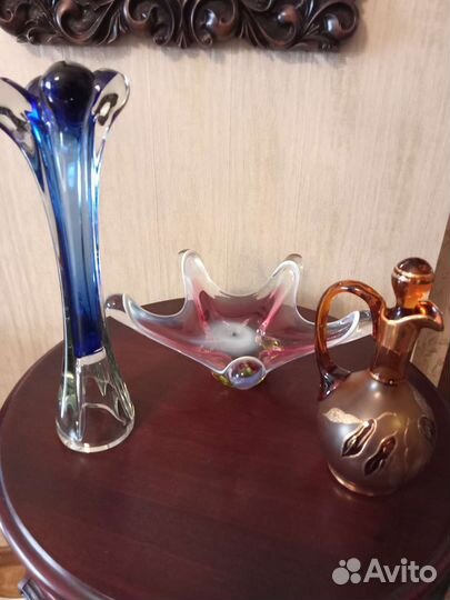 Кувшин, ваза цветное стекло лзхс, Чехословакия