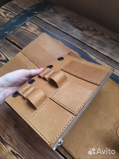 Тетрадь на кольцах А5, ручная работа, кожа