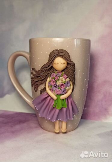 Кружка с декором (полимерная глина) вналичии