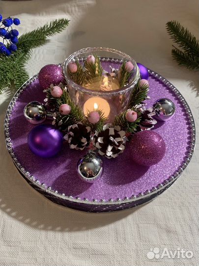 Новогодний подсвечник ручная работа