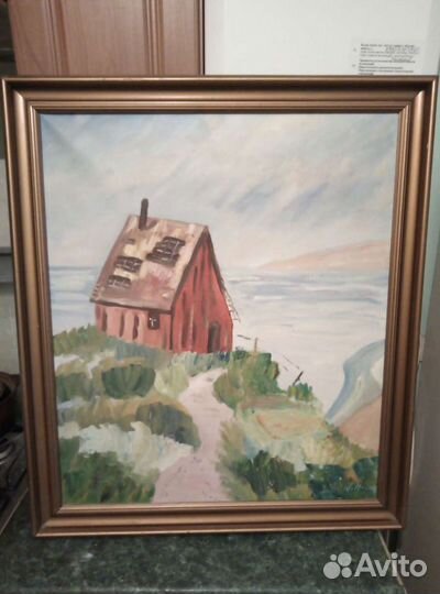 Старенькая картина пейзаж. Франция