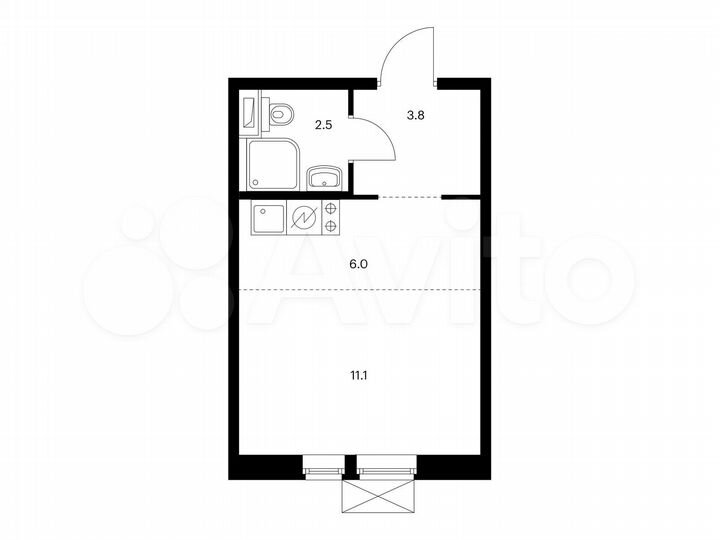 Квартира-студия, 23,4 м², 13/15 эт.
