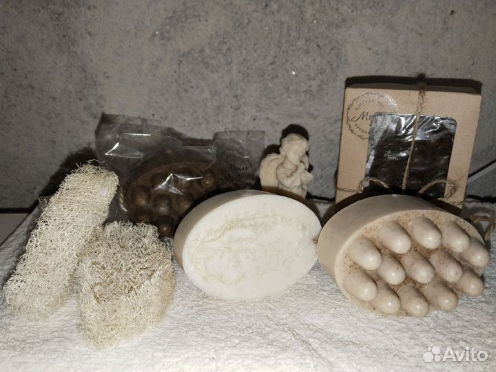 Массажное скраб-мыло с люфой ручной работы