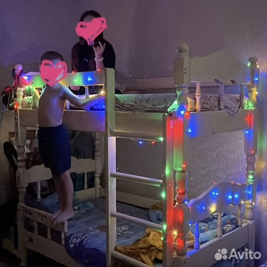 Кровать детская двухъярусная с матрасами бу 160*80