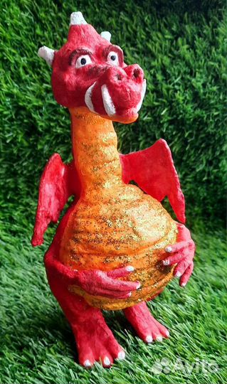 Дракон. Ватная елочная игрушка