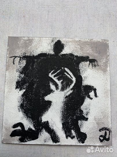 Магнит-картина на холсте ручной работы